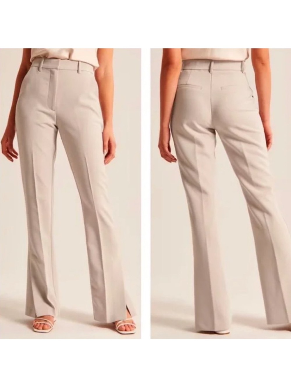 Abercrombie & Fitch Split Hem Flare Trouser Pants in Light Taupe size 26/2 Long